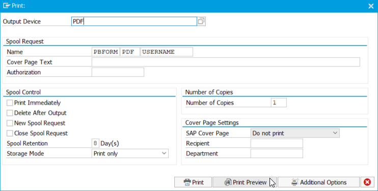 Print dialog in report 'FP_TEST_00'