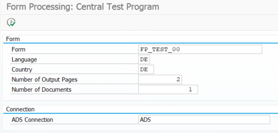 Selection screen of report 'FP_TEST_00'