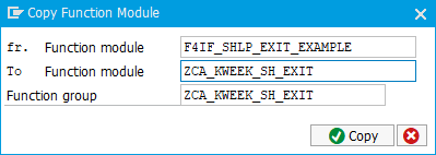 Copying the demo search help exit in transaction SE37