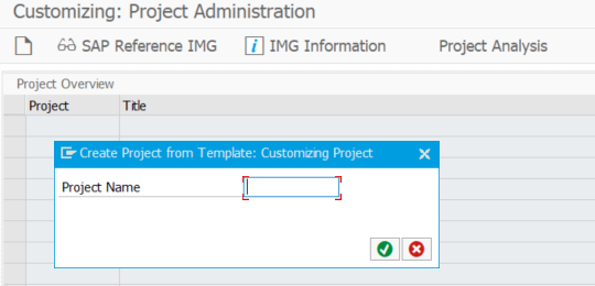 Creating a project with transaction SPRO_ADMIN