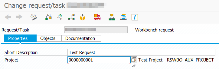Assigning a project when changing a transport request in the Transport Organizer